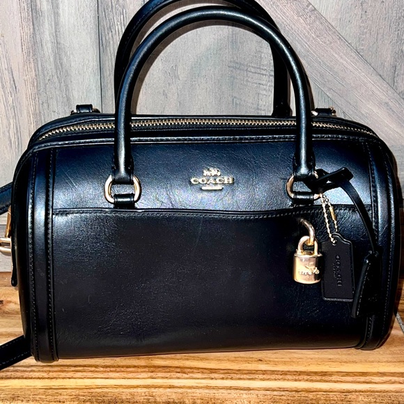 Coach Bags Coach Black F7675 Smooth Leather Zoe Barrel Satchel